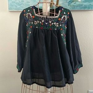 Boho embroidered blouse